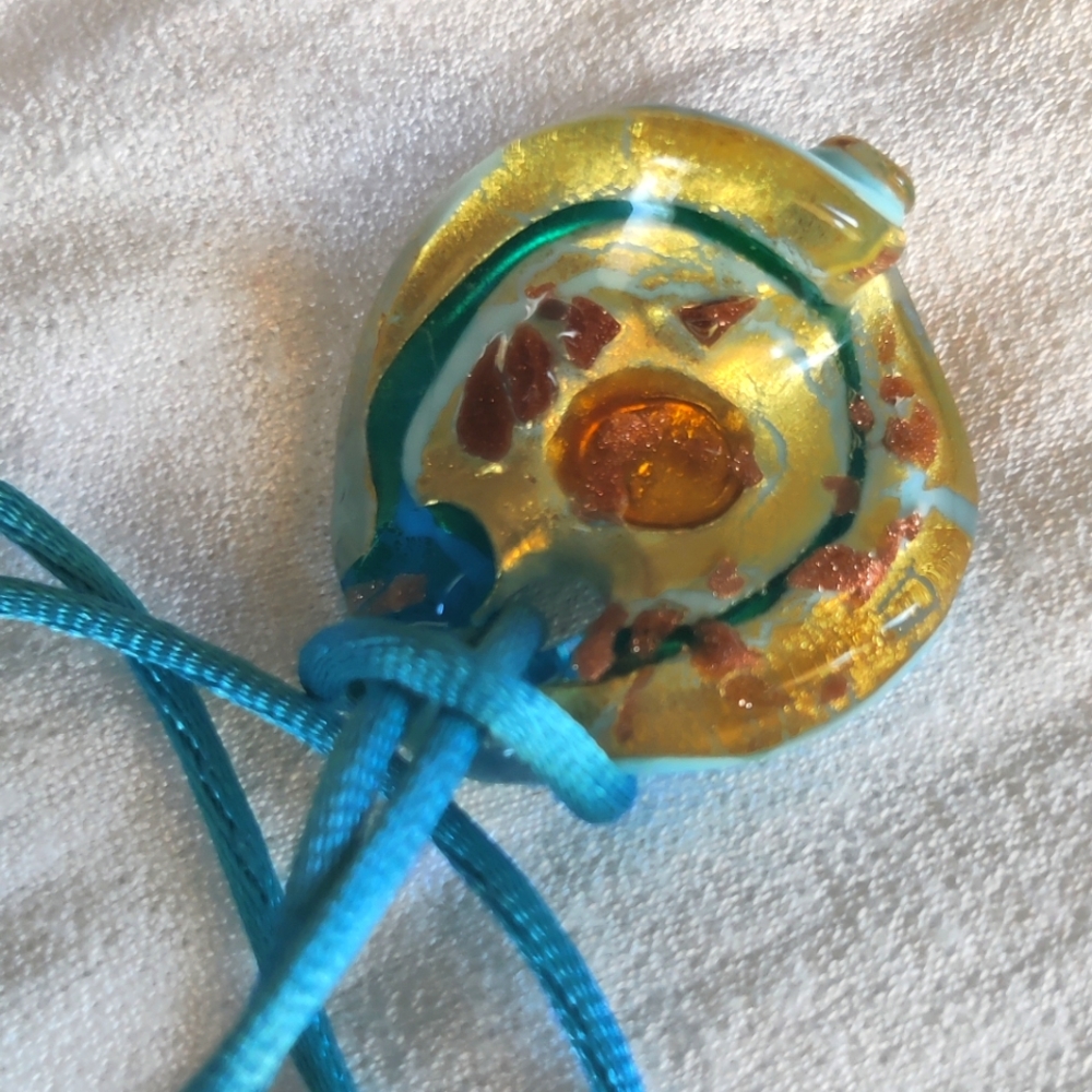 Murano Glass Pendant with Blue Cord Necklace